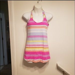 Lululemon Pink Striped Razorback Tank